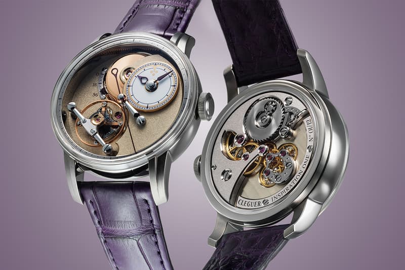Deux montres mécaniques avec bracelets en cuir violet