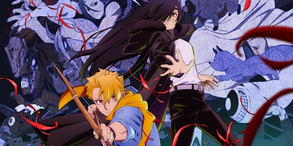 Deux personnages d'anime avec des ombres démoniaques en arrière-plan.