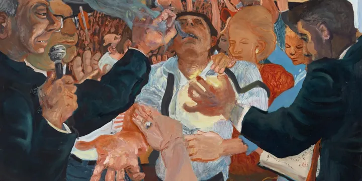 Foule animée, avec des personnages interactifs et des couleurs vibrantes