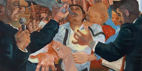 Foule animée, avec des personnages interactifs et des couleurs vibrantes