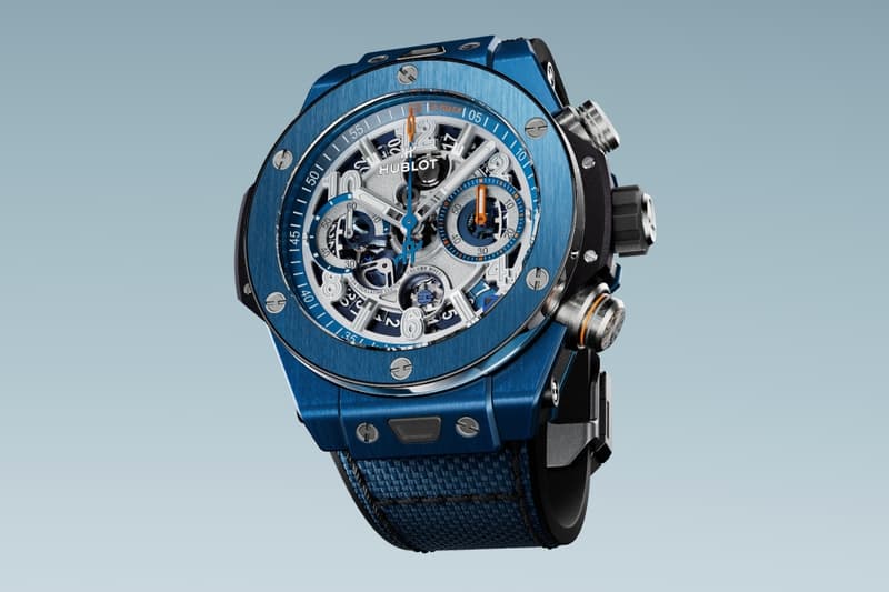 Montre Hublot Big Bang en bleu avec bracelet assorti.