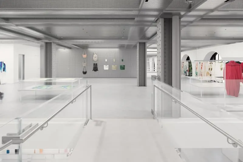 Intérieur minimaliste d'une galerie d'art moderne.