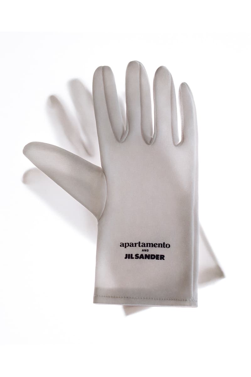 Gants gris avec logo 'apartamento and JIL SANDER'