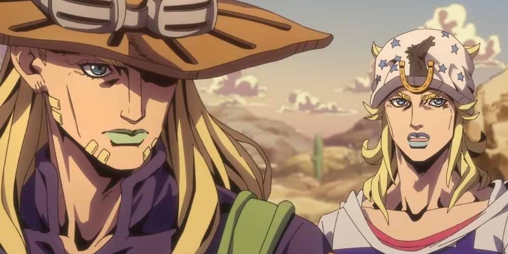 Deux personnages animés avec des chapeaux dans un désert.