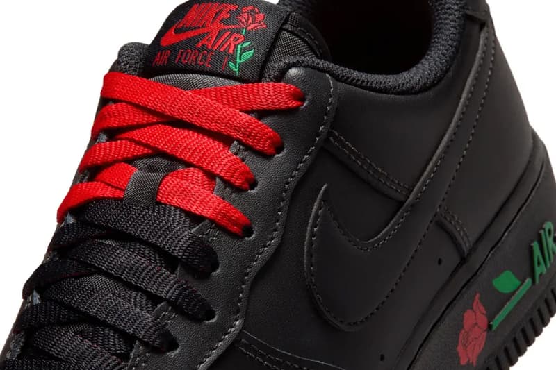 Nike Air Force 1 Low SE 'Rose Black' Release Info Black/Sport Red-Pine Green-Black