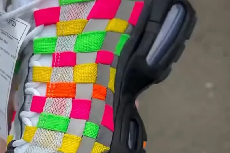 Sneaker multicolore avec motifs de tissage en néon vif