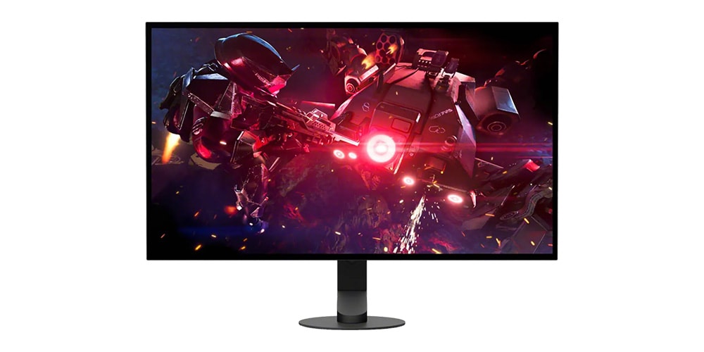 Écran affichant un jeu vidéo avec un robot et un personnage armé.