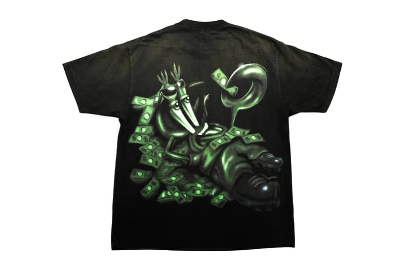 T-shirt noir avec dessin créature détendue avec billets verts