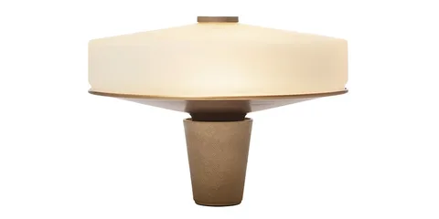 Lampe de table moderne au design en forme de disque.