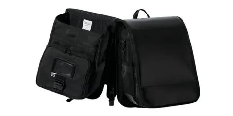 Sac à dos noir ouvert avec poche visible