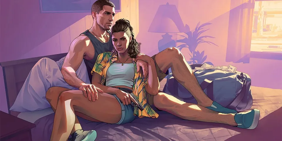 Deux personnages assis sur un lit, lumière douce.