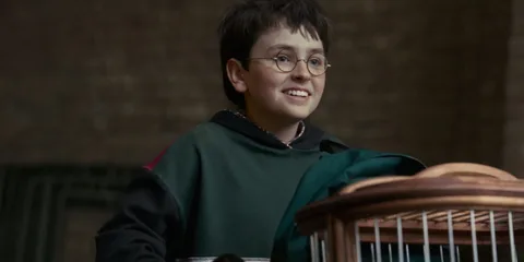 Jeune garçon avec lunettes, tenant une cage.