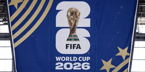 Affiche de la Coupe du Monde 2026 avec logo FIFA et trophée.