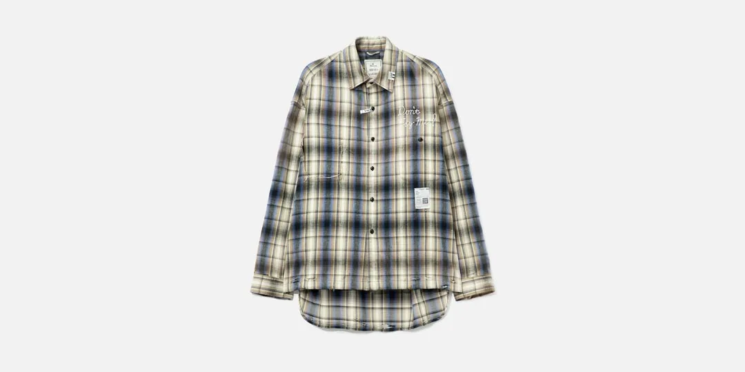 Chemise à carreaux dégradé avec étiquettes et poches