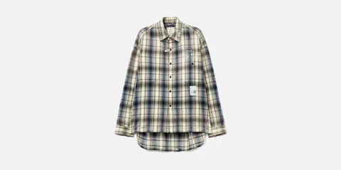 Chemise à carreaux dégradé avec étiquettes et poches