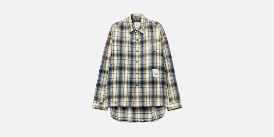 Chemise à carreaux dégradé avec étiquettes et poches