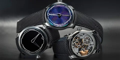 Trois montres avec cadrans artistiques et détails mécaniques visibles