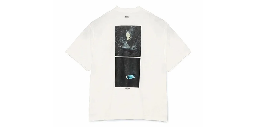 T-shirt blanc avec deux images graphiques en noir et blanc