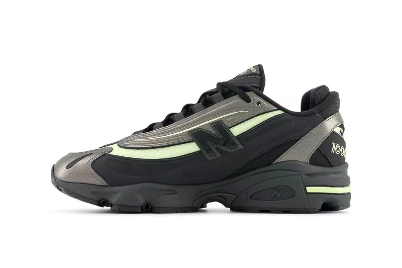 Chaussure de sport New Balance noir gris et vert fluo