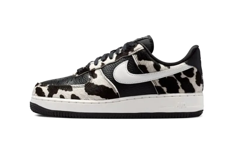 Images officielles des Nike Air Force 1 Low Cow Print Black Phantom IO0442-001