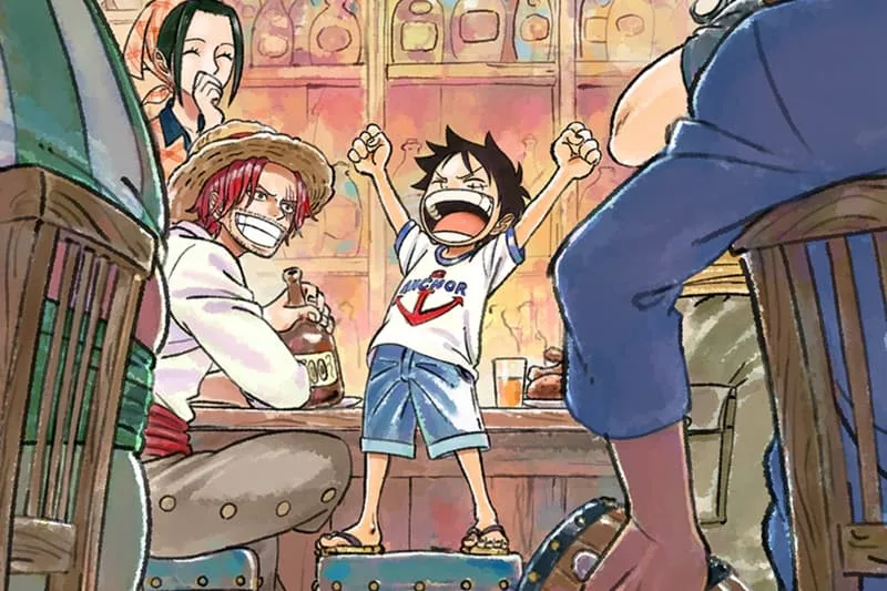 Personnages animés dans un bar, portant des vêtements décontractés.