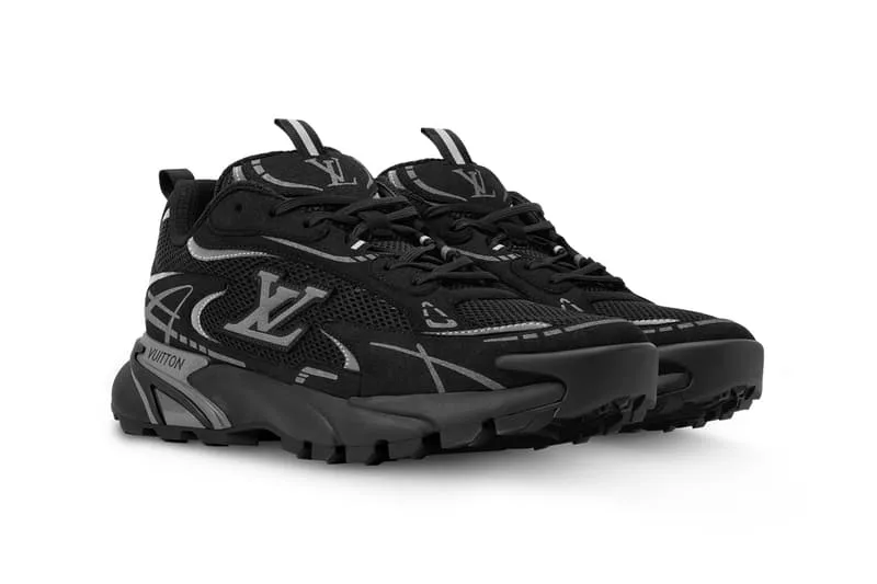 Chaussures noires avec logo de luxe et semelle épaisse