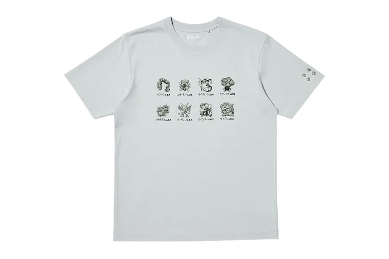 T-shirt gris avec illustrations de personnages de jeu en ligne.