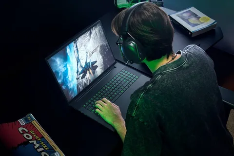 Une personne joue à un jeu vidéo aérien sur un ordinateur portable.