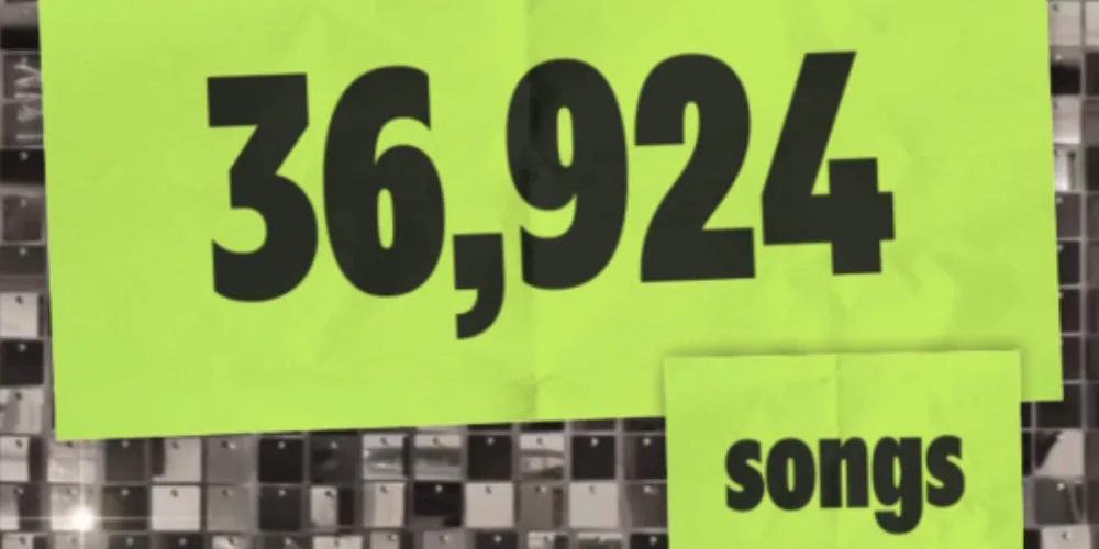 Image avec les chiffres 36,924 et le mot 'songs' sur fond vert.