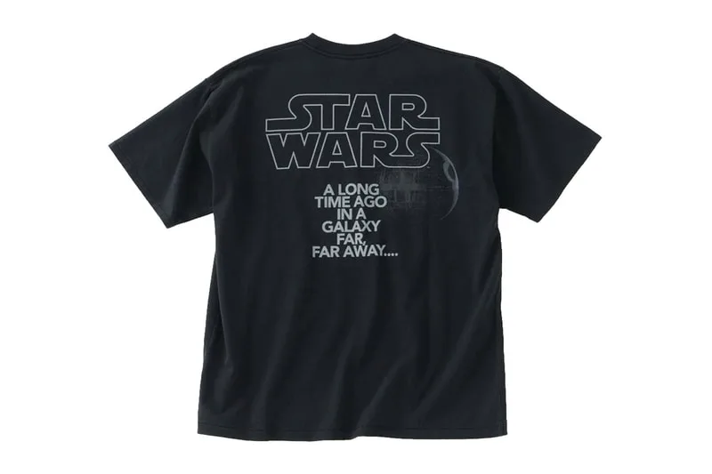 T-shirt noir avec logo Star Wars et texte emblématique.