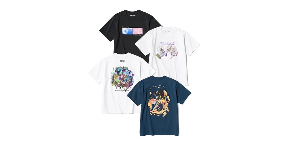 Quatre t-shirts colorés avec des motifs artistiques et divers.