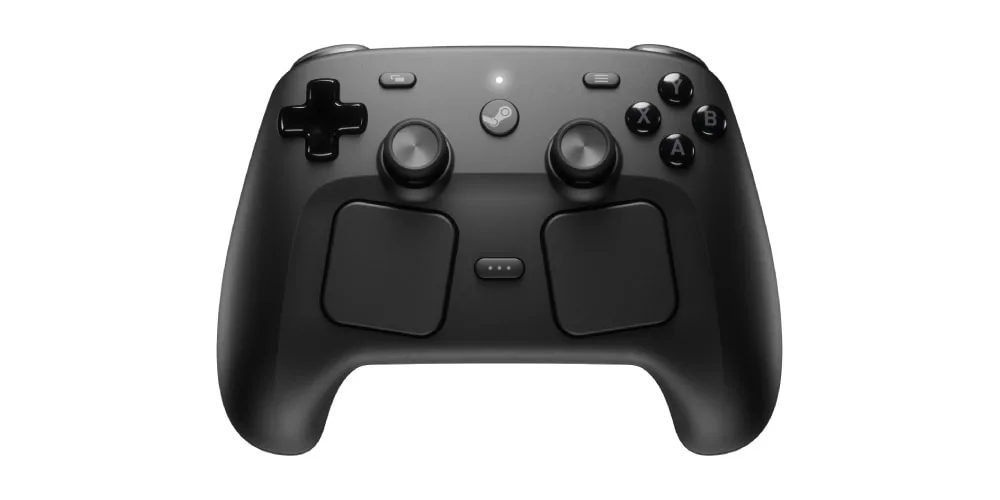 Manette de jeu noire avec boutons et joysticks analogiques.