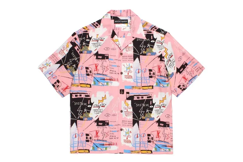 Chemise imprimée style graffiti sur fond rose